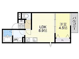 HandP緑地公園 1LDKの間取図画像