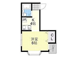 メゾン東栄岡町 1DKの間取図画像