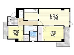 コルナス西館 2LDKの間取図画像