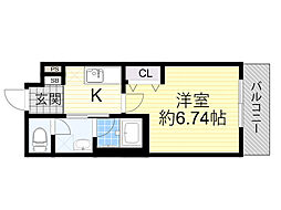 ウェルスクエア池田井口堂 1Kの間取図画像