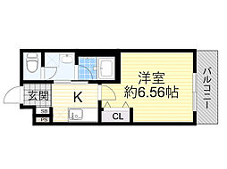 ウェルスクエア池田井口堂 1Kの間取図画像