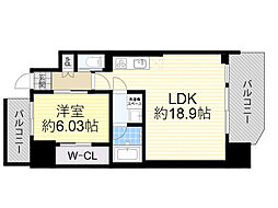 プレジオ新大阪EURO 1LDKの間取図画像