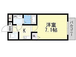 グランエクラ加島2 1Kの間取図画像