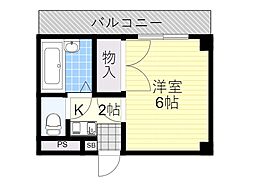 ファインコート江坂 1Kの間取図画像