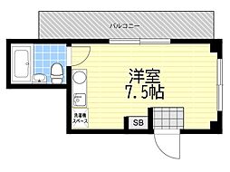 リベラール美園 ワンルームの間取図画像