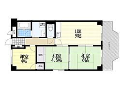 ウイングス室町 3LDKの間取図画像