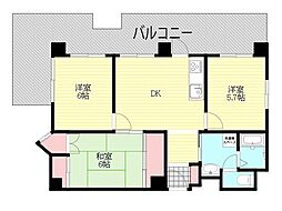ゆたか.コーポ 3LDKの間取図画像