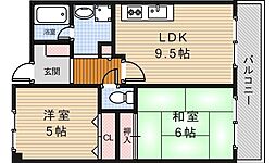 グリーンハイツ清風 2LDKの間取図画像