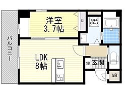 大幸ロイヤルA5 1LDKの間取図画像