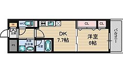 フィールドライト新大阪 1DKの間取図画像
