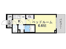 エスリードレジデンス大阪グランノース1 1Kの間取図画像