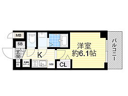 プレサンス東三国駅前グランクラス 1Kの間取図画像