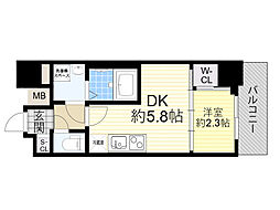 セレニテ江坂グランデ 1DKの間取図画像