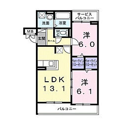 大阪モノレール本線 万博記念公園駅 徒歩17分の賃貸アパート 2階2LDKの間取り
