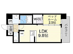 おおさか東線 JR淡路駅 徒歩3分の賃貸マンション 4階1LDKの間取り