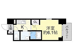 阪急京都本線 淡路駅 徒歩2分の賃貸マンション 10階1Kの間取り
