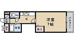 阪急宝塚本線 蛍池駅 徒歩6分の賃貸マンション 3階1Kの間取り