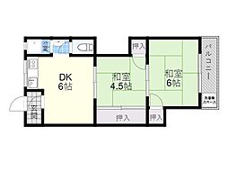 第2柳原マンション 2DKの間取図画像