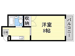 プレアール箕面粟生 ワンルームの間取図画像