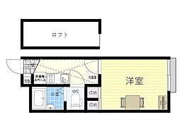 レオパレス原田2 1Kの間取図画像
