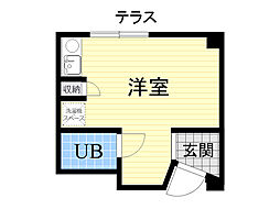 ロイヤルコート上池田 ワンルームの間取図画像