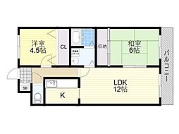 サニーセトル 2LDKの間取図画像