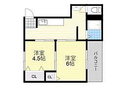 太陽マンション 2Kの間取図画像