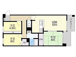 朝日プラザ豊中旭丘弐番館 3LDKの間取図画像