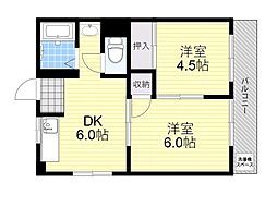 タナカ産業ビル2号館 2DKの間取図画像
