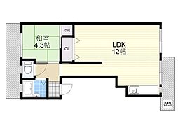 眞鍋マンション 1LDKの間取図画像