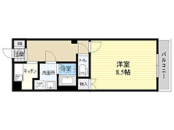 ヴィブレコート2 1Kの間取図画像