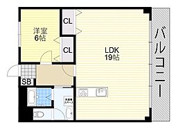 コーポ津雲台 1LDKの間取図画像