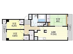 コープ野村豊中立花町 2LDKの間取図画像