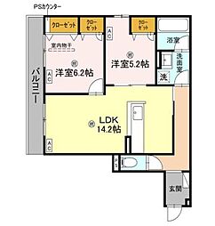 D-residence荘園B 2LDKの間取図画像