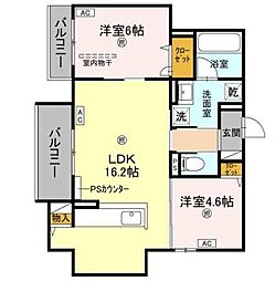 D-residence荘園B 2LDKの間取図画像