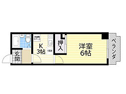ブライトンヒルズ箕面 1Kの間取図画像
