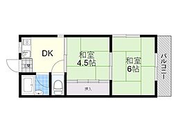 第5土居マンション 2DKの間取図画像