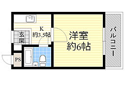 マリアージュ箕面 1Kの間取図画像