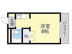 シャルムハイツ小野原 ワンルームの間取図画像