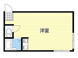 ヤバセハイツ ワンルームの間取図画像