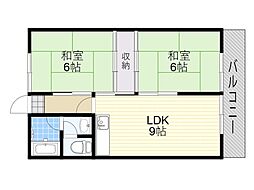 草野マンション8号館 2LDKの間取図画像