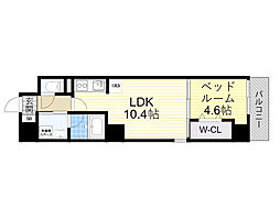 ブロード江坂広芝町レジデンス 1LDKの間取図画像