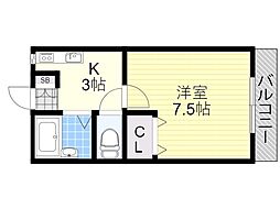 レオンハイム 1Kの間取図画像