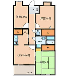 エーデル雲雀丘二番館 3LDKの間取図画像