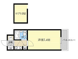 コートアケイシア 1Kの間取図画像