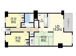 パティオ外院2 3LDKの間取図画像