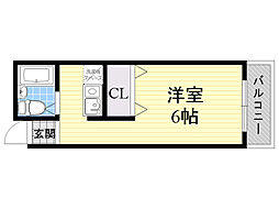 シャトレー西小路 ワンルームの間取図画像