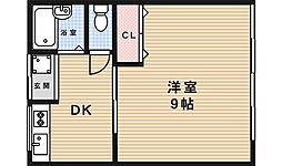 サンライフ麻田B 1DKの間取図画像