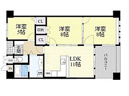 リッツサントノーレ 3LDKの間取図画像
