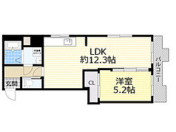 第8千里ハイツ 1LDKの間取図画像